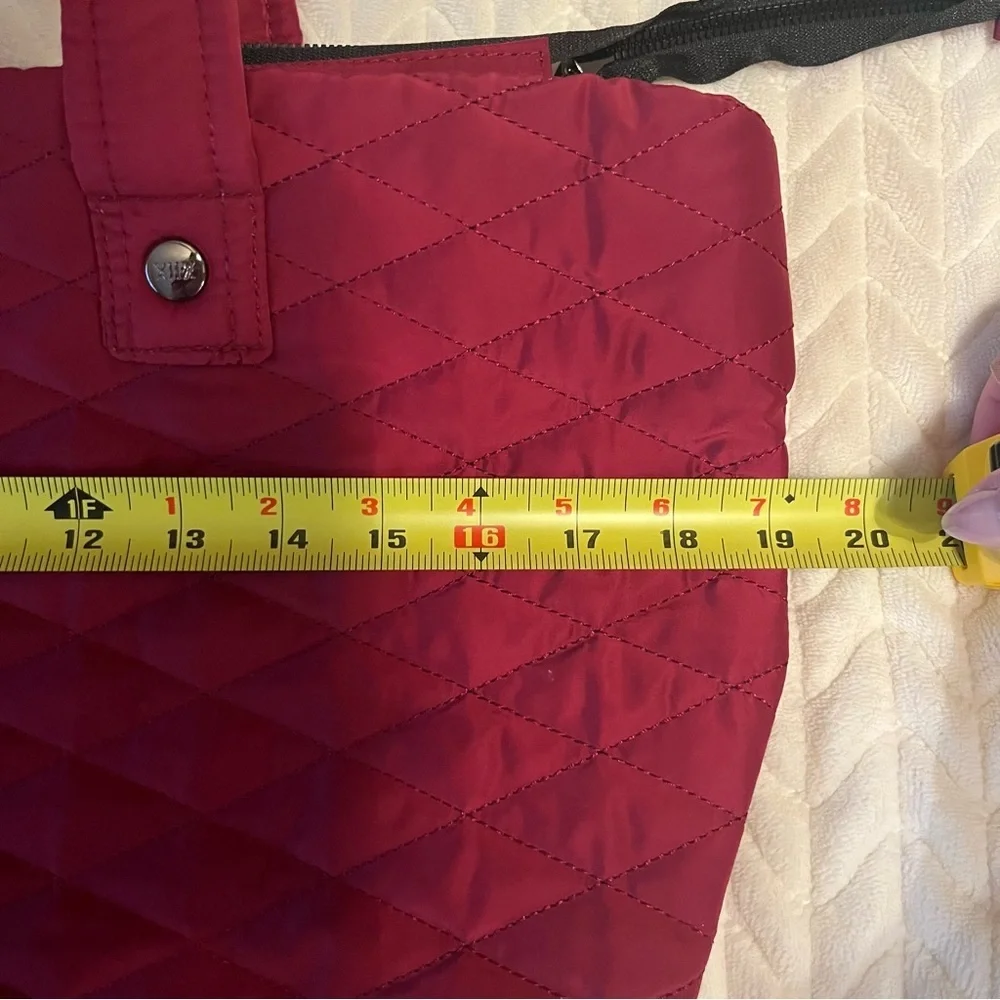 Girlfriend Gear XIIX   Quilted Red Burgundy Tote Shoulder Bag New Zipper